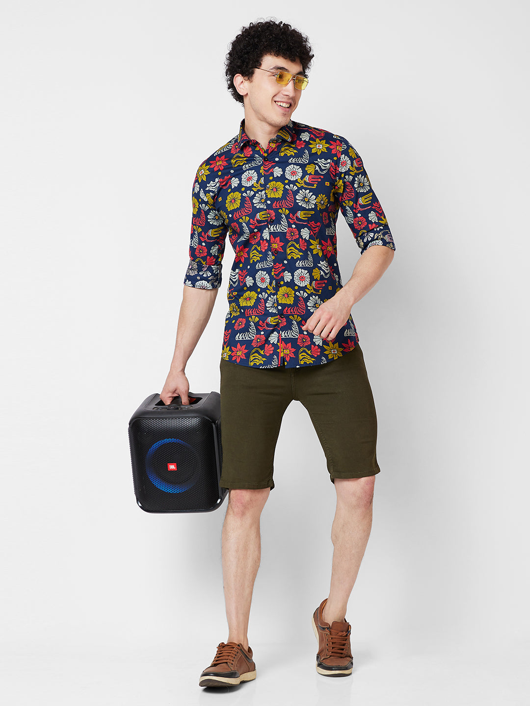 Olive Green Denim Shorts For Mens