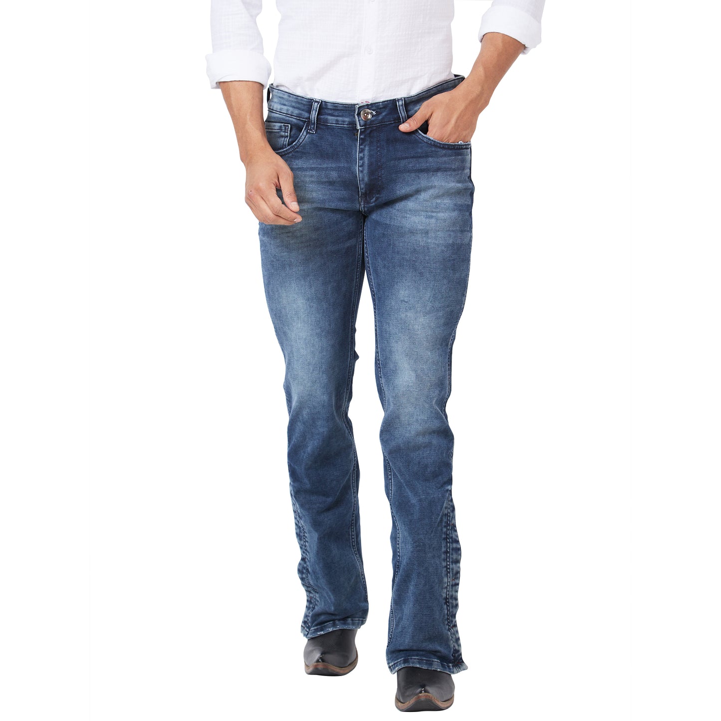 Men's Casual Slim Fit Straight Denim Boot-cut Jeans Stretchable