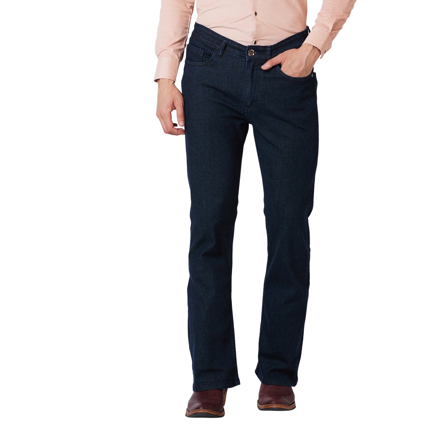 Solid Stretchable Bootcut Denim Jeans For Men