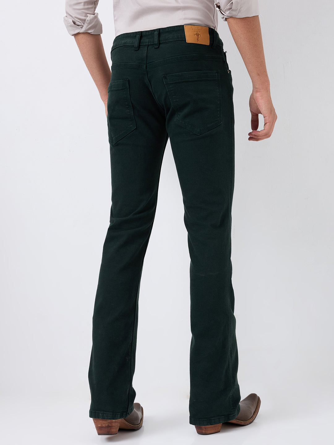 Men's Bootcut Jeans - Denim with a Modern Western Stretch Mid-Rise Pants– Forest Green