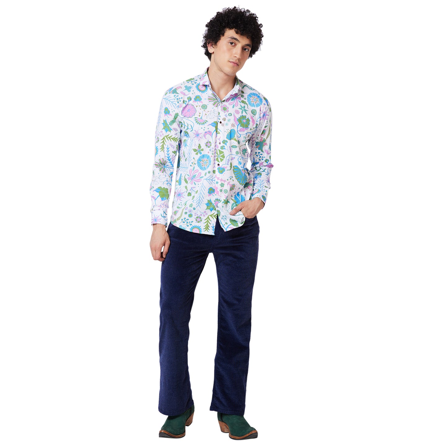 Indigo Blue Relaxed Fit Low Rise Boot-cut Jeans For Men