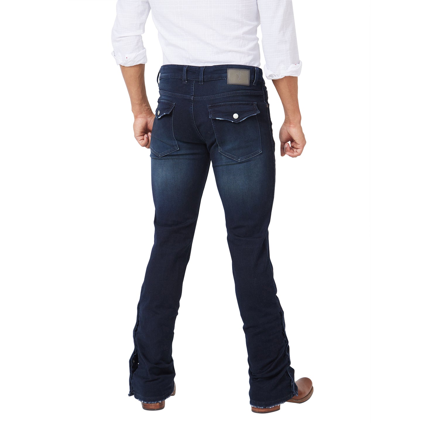 Men's Casual Denim Regular Fit Solid Stretchable Boot-cut Jeans