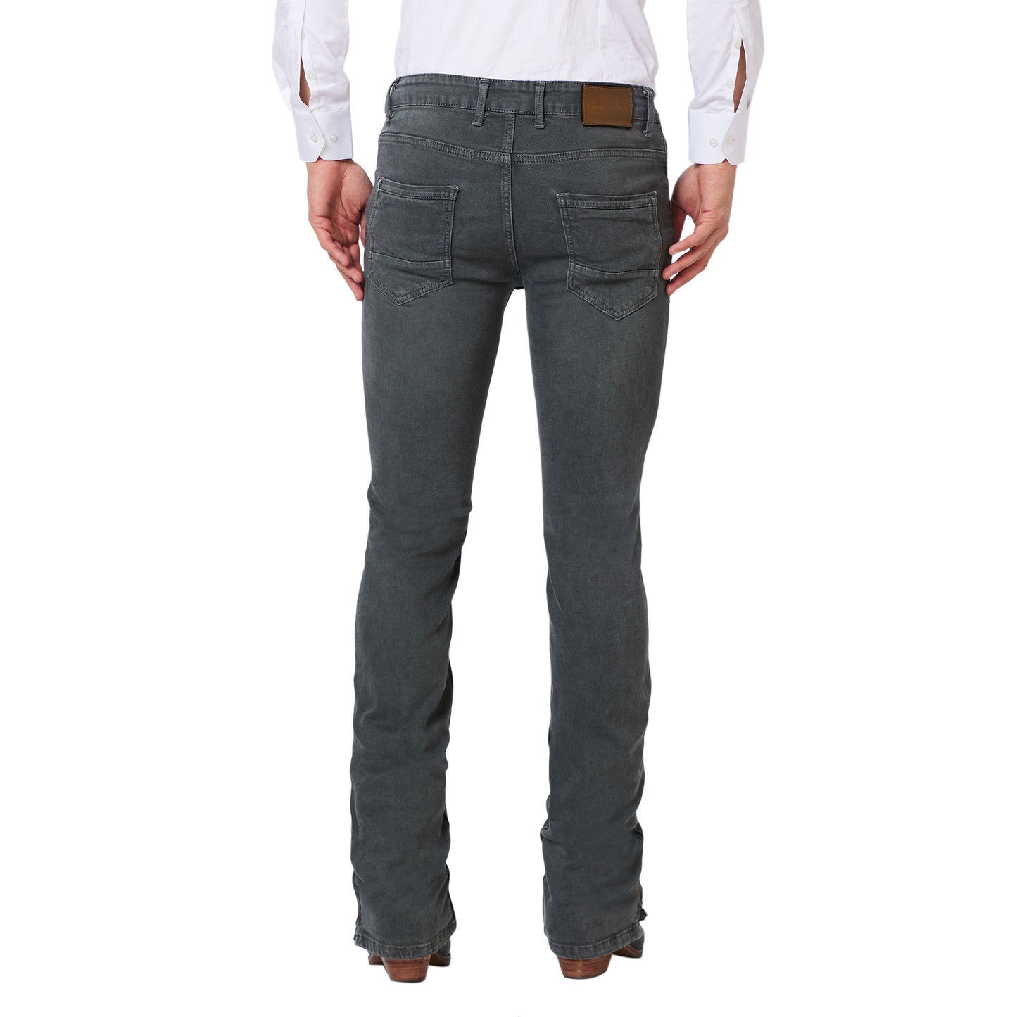 Olive Green Distress Slim Fit Low Rise Boot-cut Denim Jeans