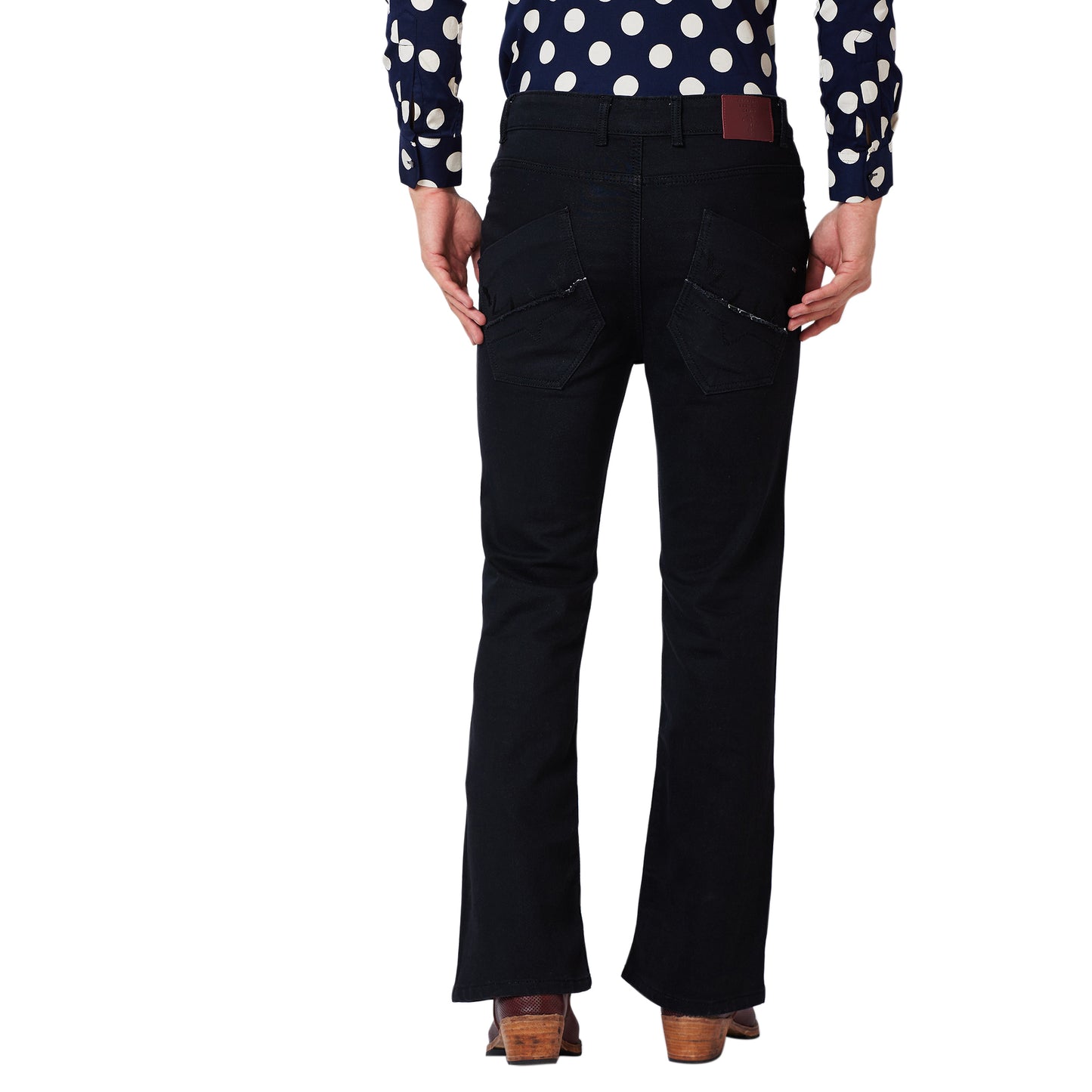 Charcoal Black Bootcut Denim with Tangled Back Pocket