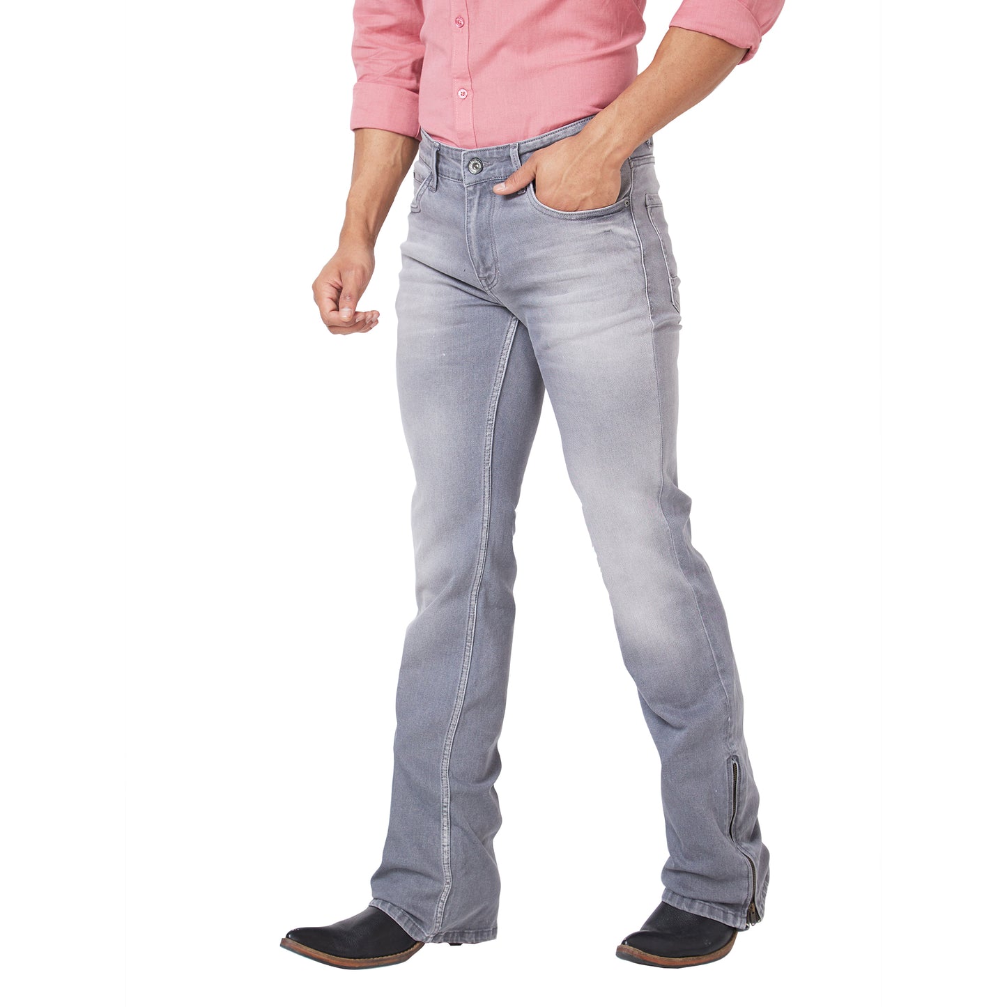 Men's Casual Slim Fit Low Rise Denim Bootcut Jeans