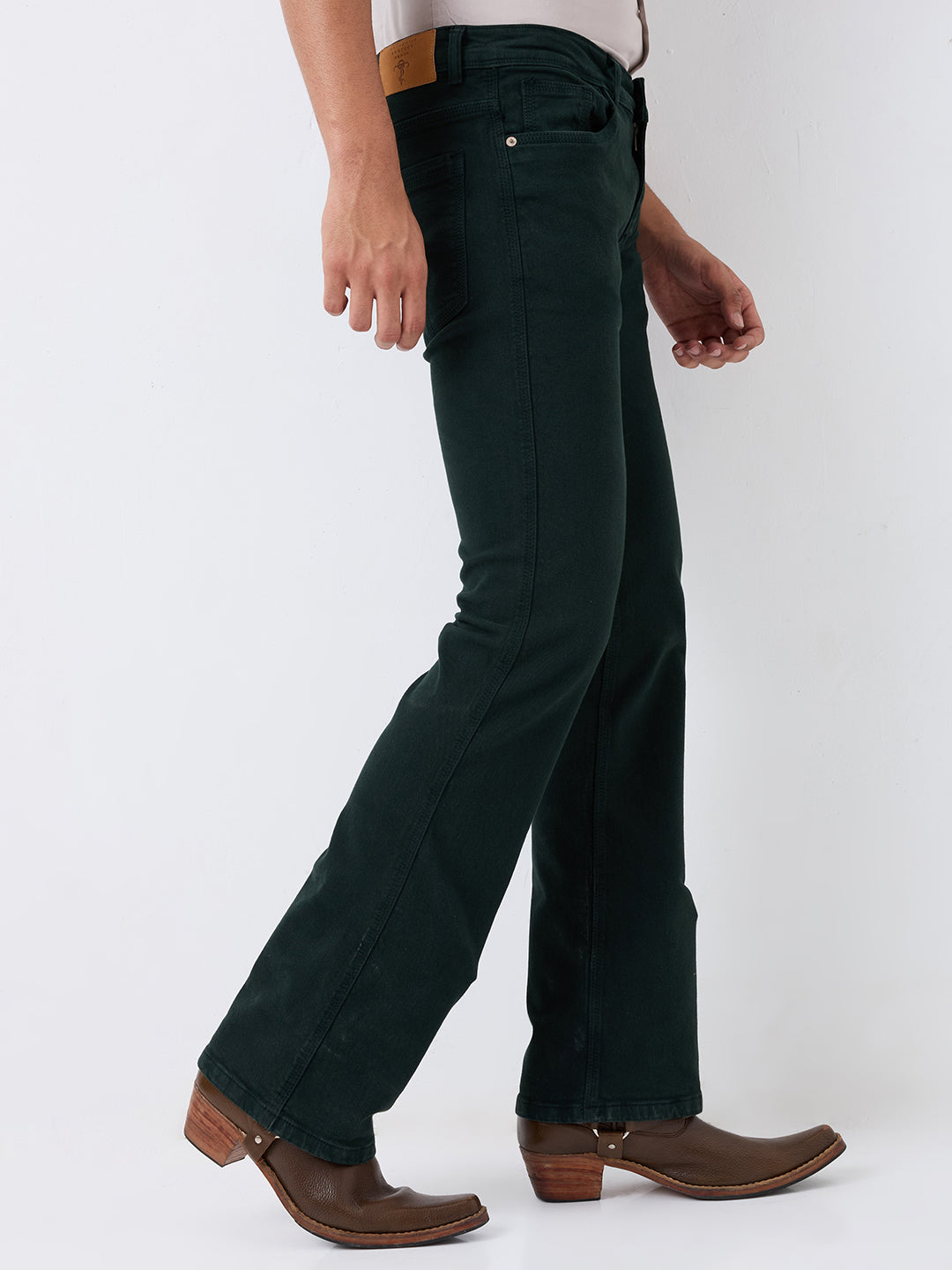 Men's Bootcut Jeans - Denim with a Modern Western Stretch Mid-Rise Pants– Forest Green