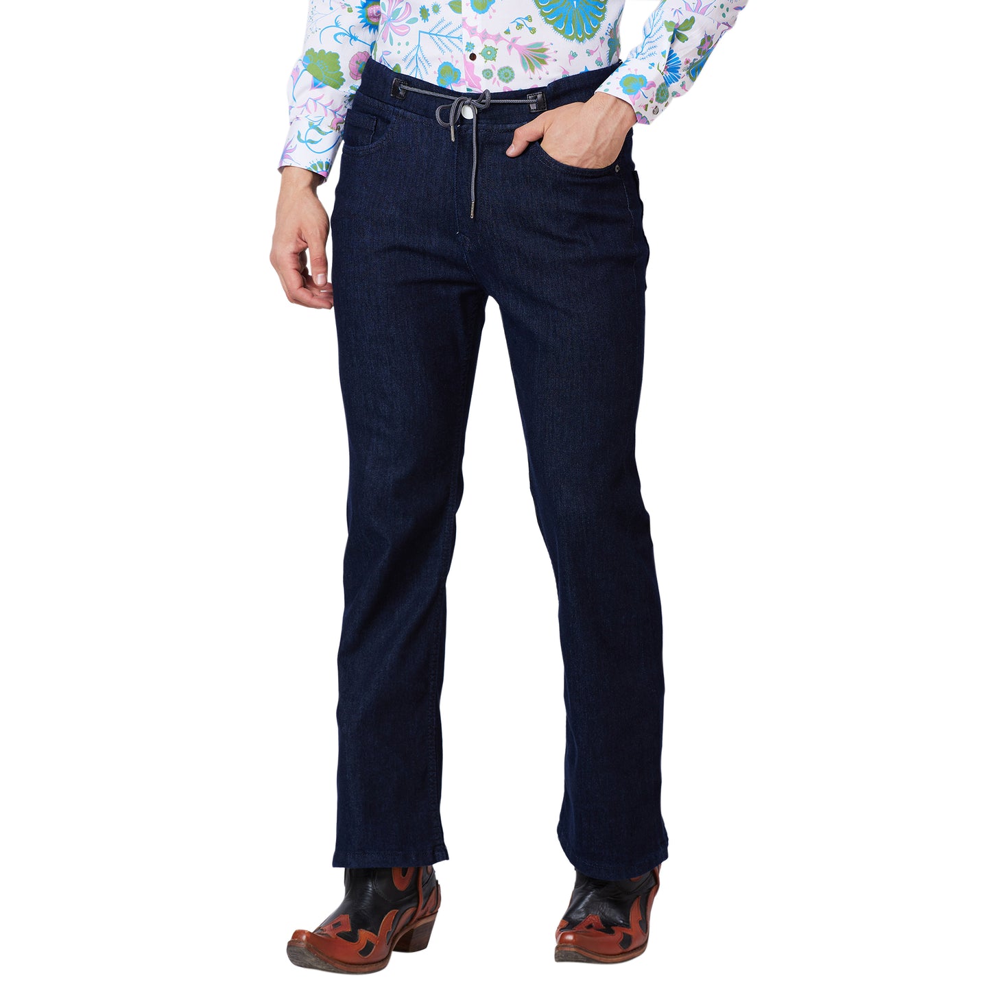 Deep Indigo Raw Relaxed Low Rise Denim Boot-cut Jogger