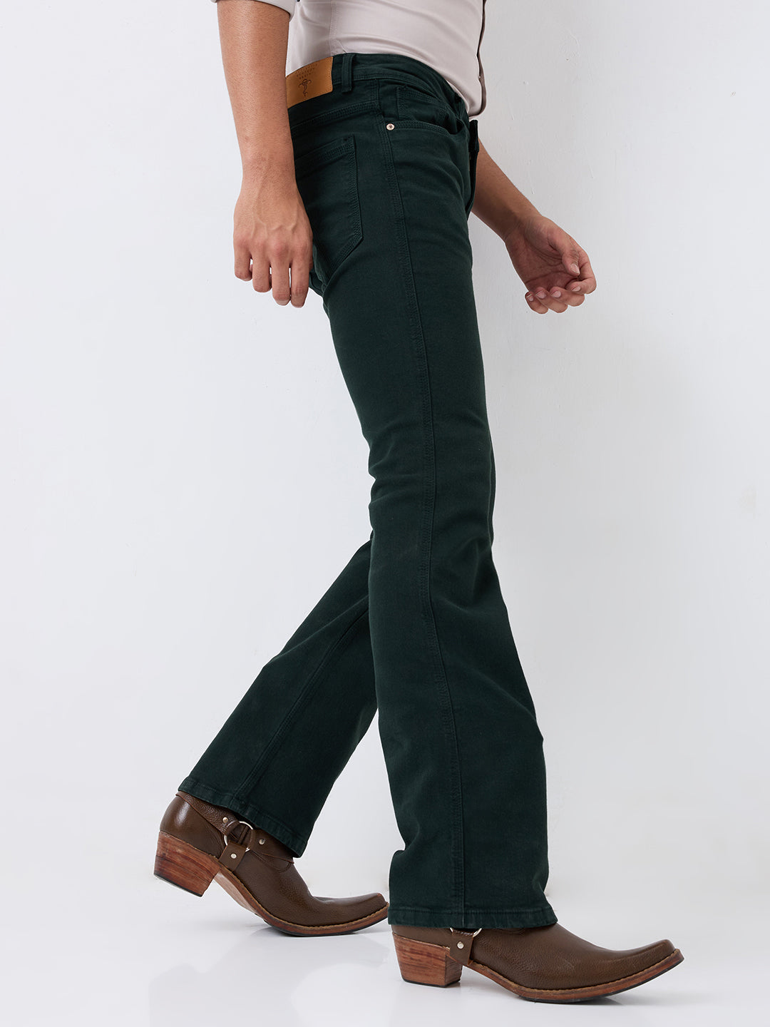 Men's Bootcut Jeans - Denim with a Modern Western Stretch Mid-Rise Pants– Forest Green