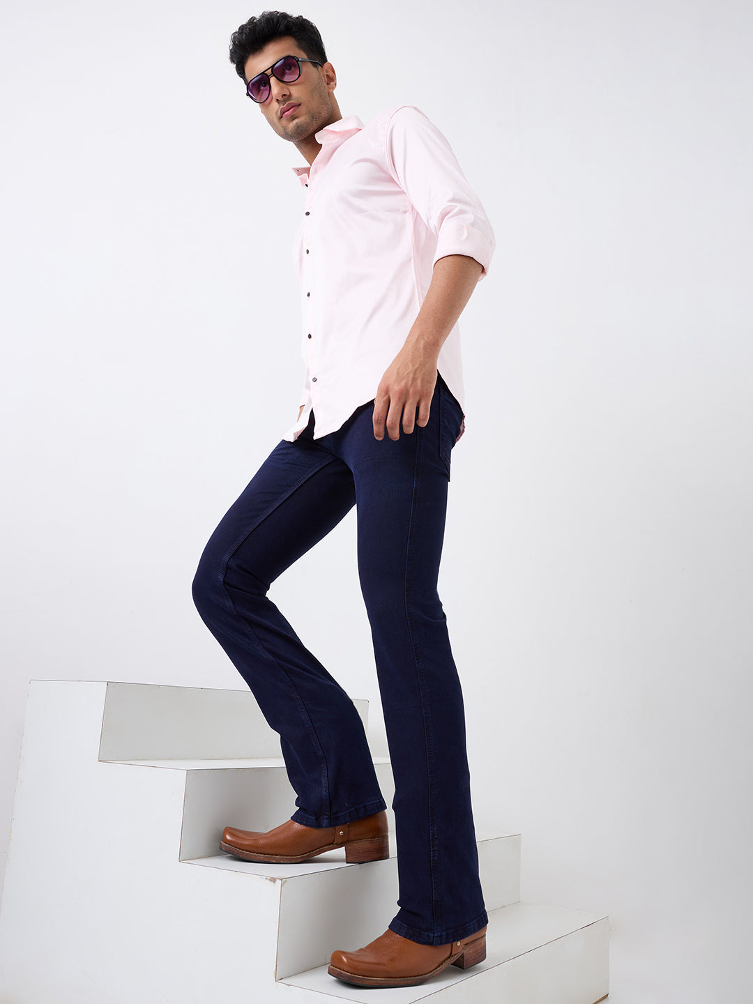 Mode de Base Men's Bootcut Jeans - Comfortable Stretch Stylish Mid-Rise Denim Pants – Midnight Navy