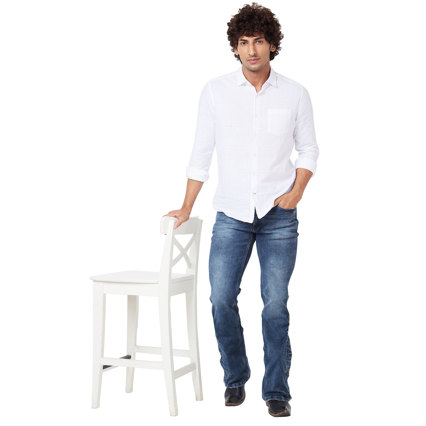 Men's Casual Slim Fit Straight Denim Boot-cut Jeans Stretchable