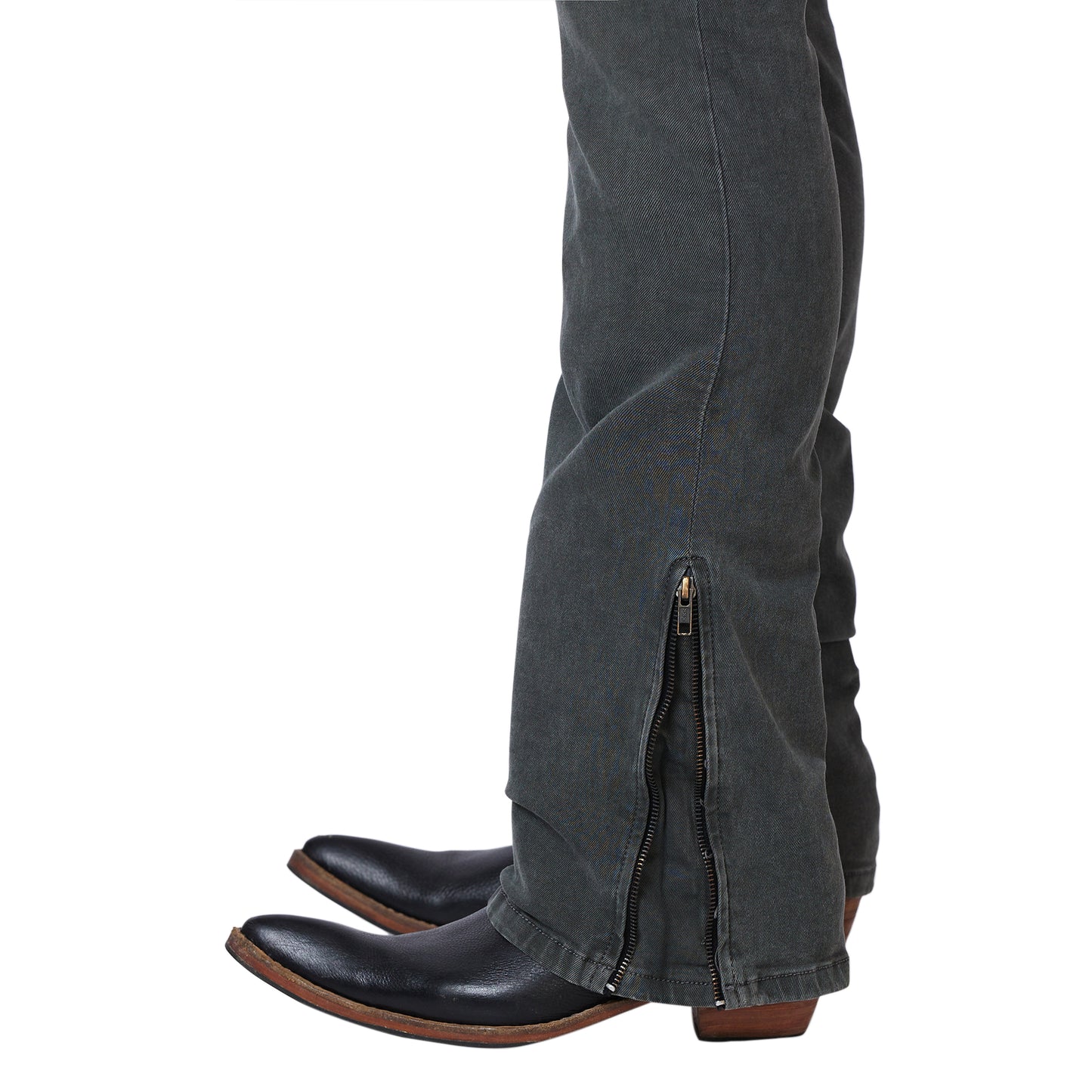Olive Green Distress Slim Fit Low Rise Boot-cut Denim Jeans