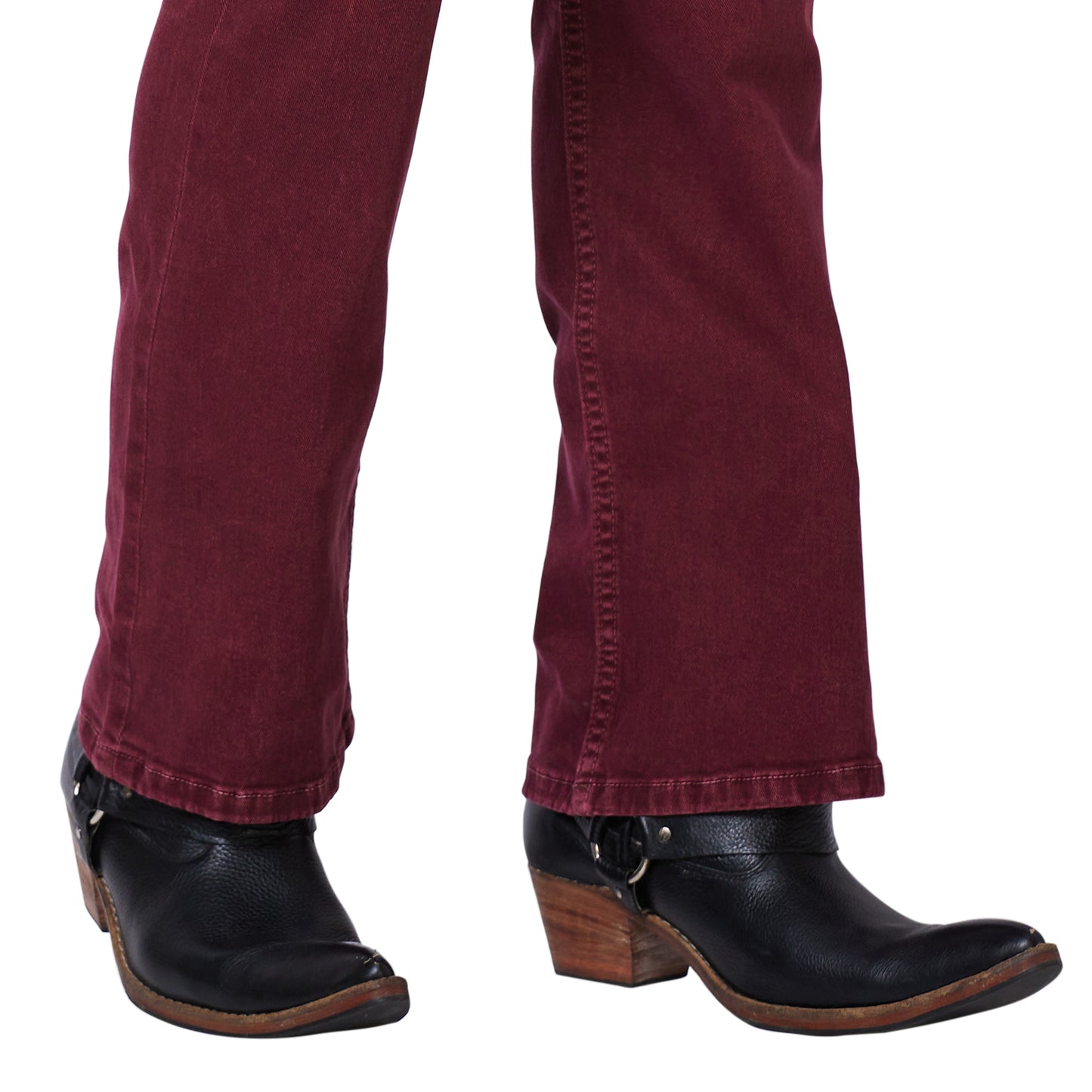 Solid Boot-cut Denim Jeans With Tangled Back Pocket