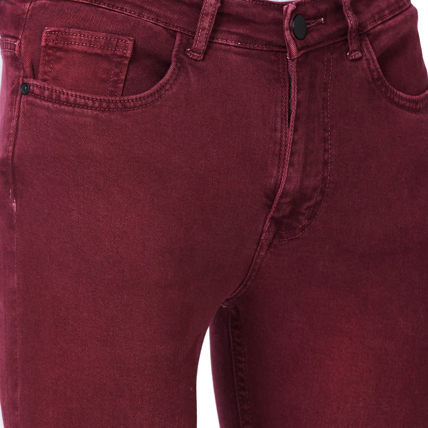 Solid Boot-cut Denim Jeans With Tangled Back Pocket