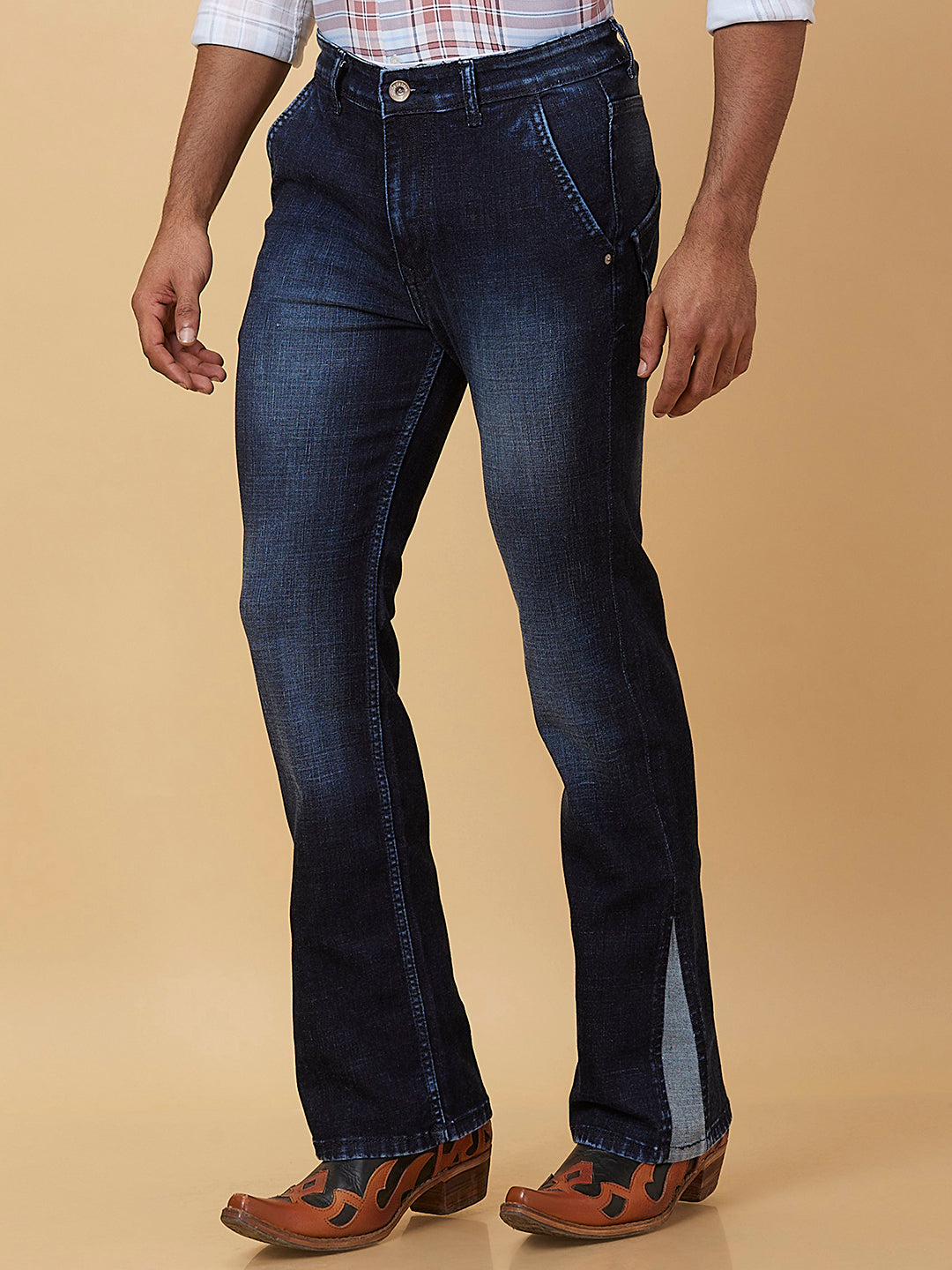 Deep Indigo Cross Pocket Boot-cut Jeans