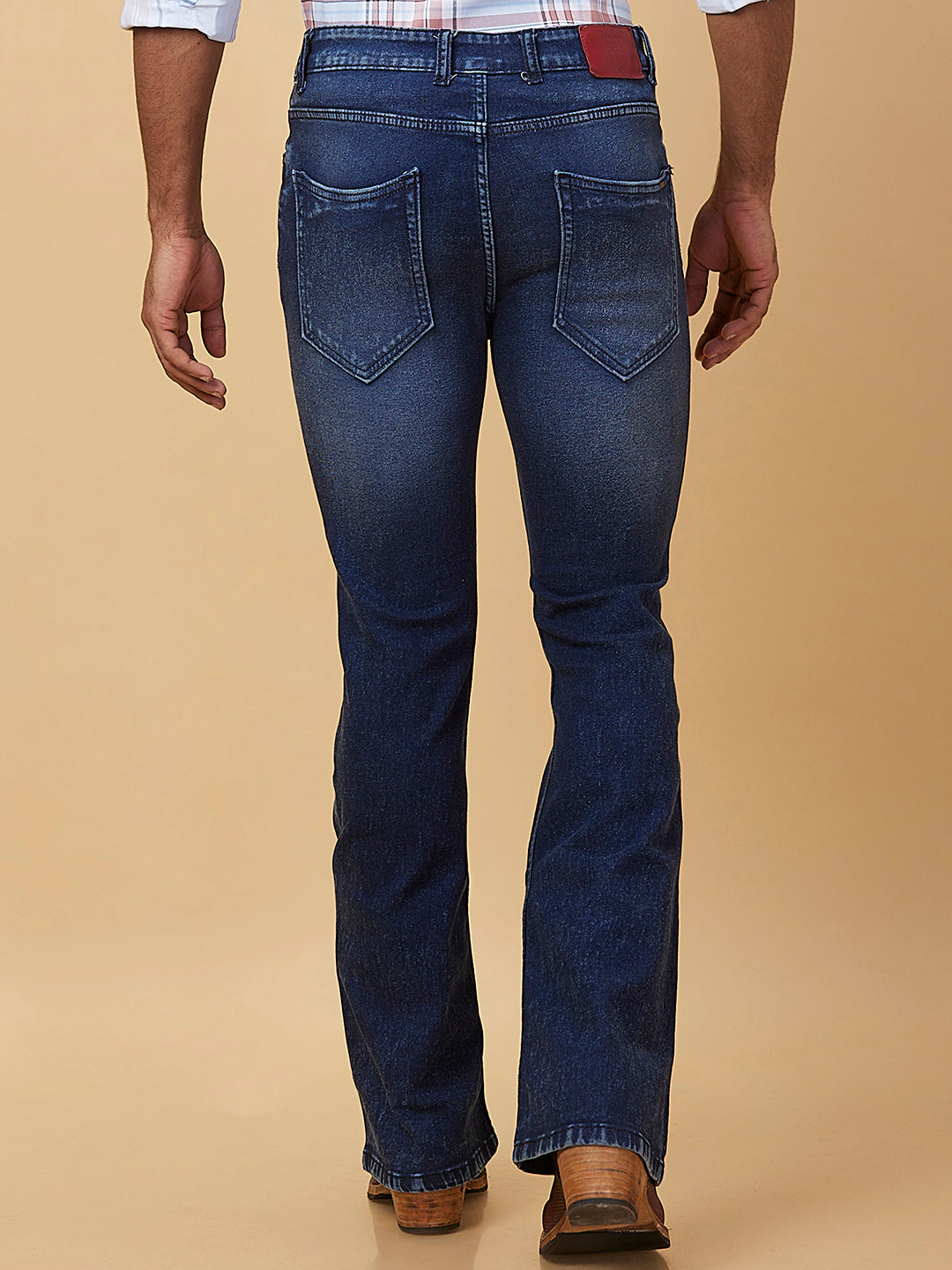 Indigo Blue Bootcut Jeans with Whiskers