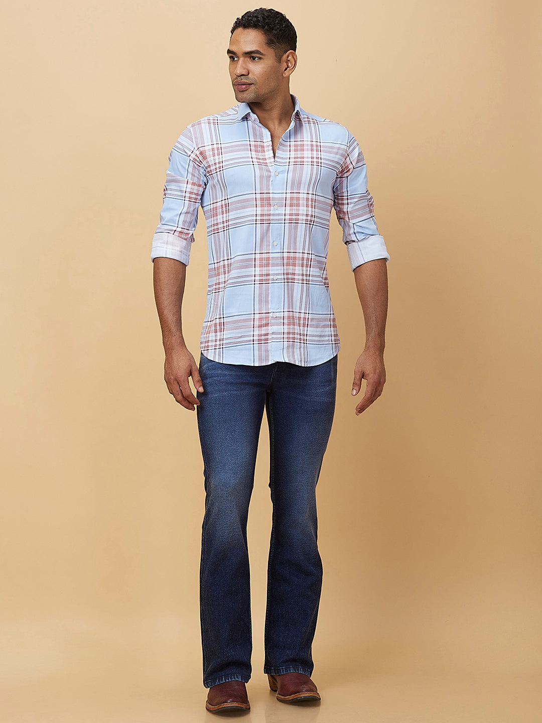 Indigo Blue Bootcut Jeans with Whiskers