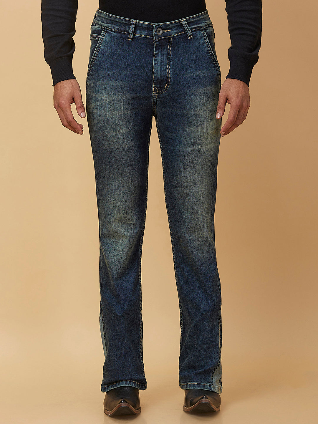 Tint Blue Crossfire Bootcut Denim with Cross Front Pocket