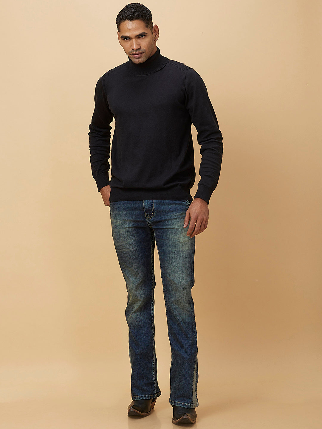 Tint Blue Crossfire Bootcut Denim with Cross Front Pocket