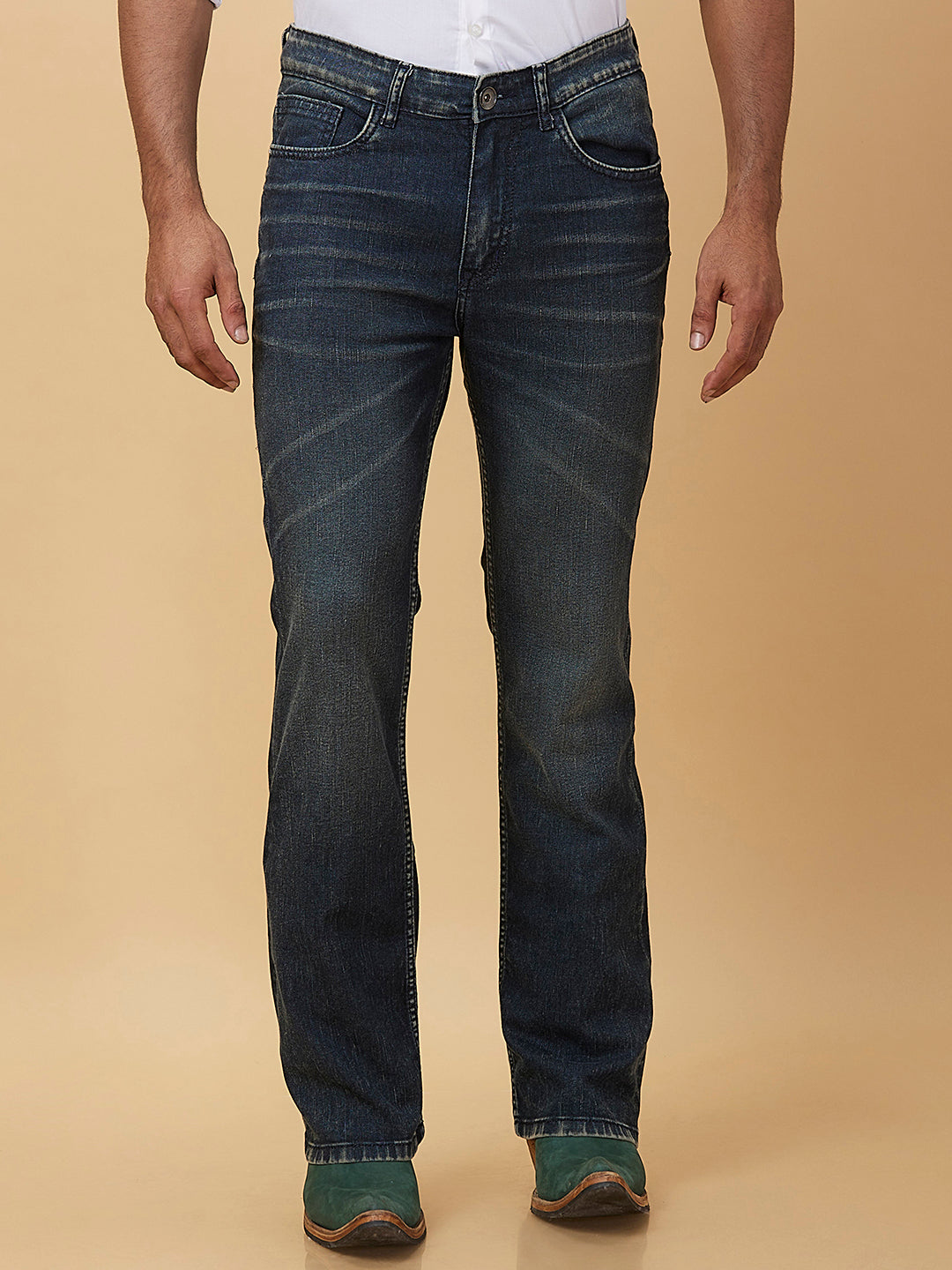 Indigo Blue Boot-cut Jeans and Vintage Tint