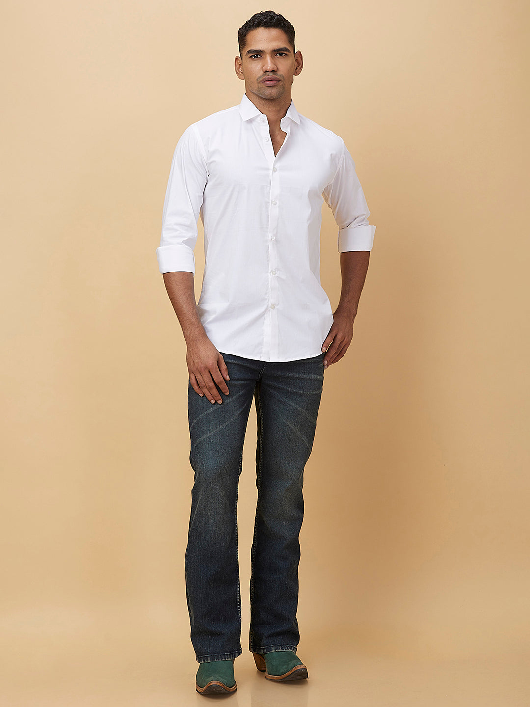 Indigo Blue Boot-cut Jeans and Vintage Tint