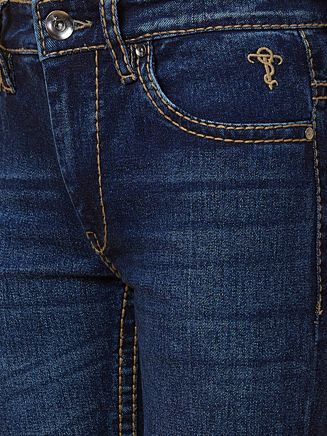 Distress Indigo Blue Boot-cut Jeans