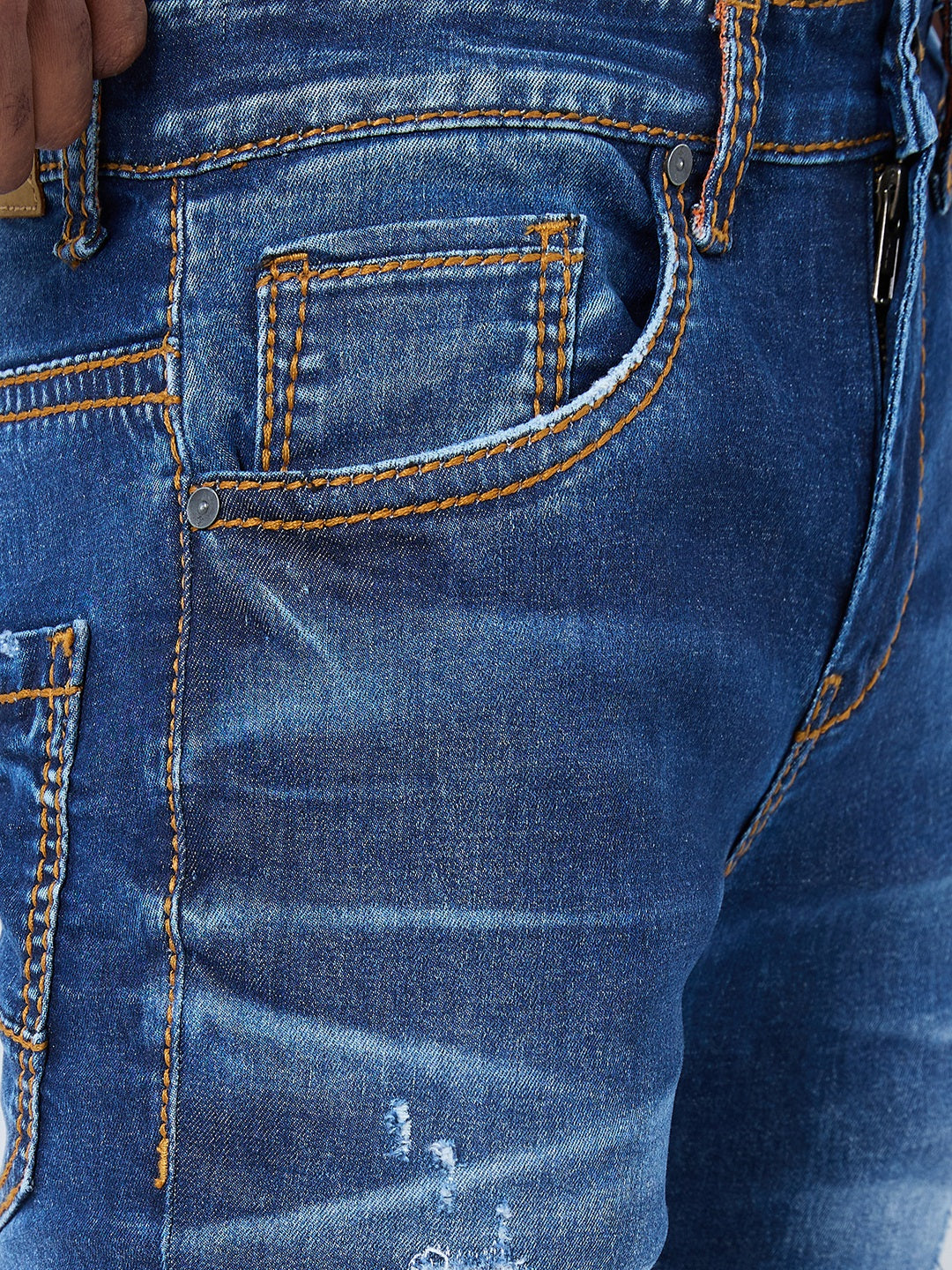 Dynamic Mid-Blue Zip-Convertible Bootcut to Slim Fit Jeans