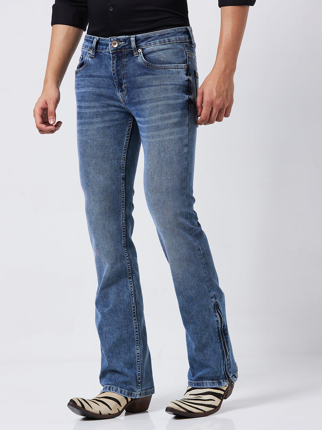 Classic Bootcut Jeans with Zipper Bottom β Crafted for Style and Flexibility