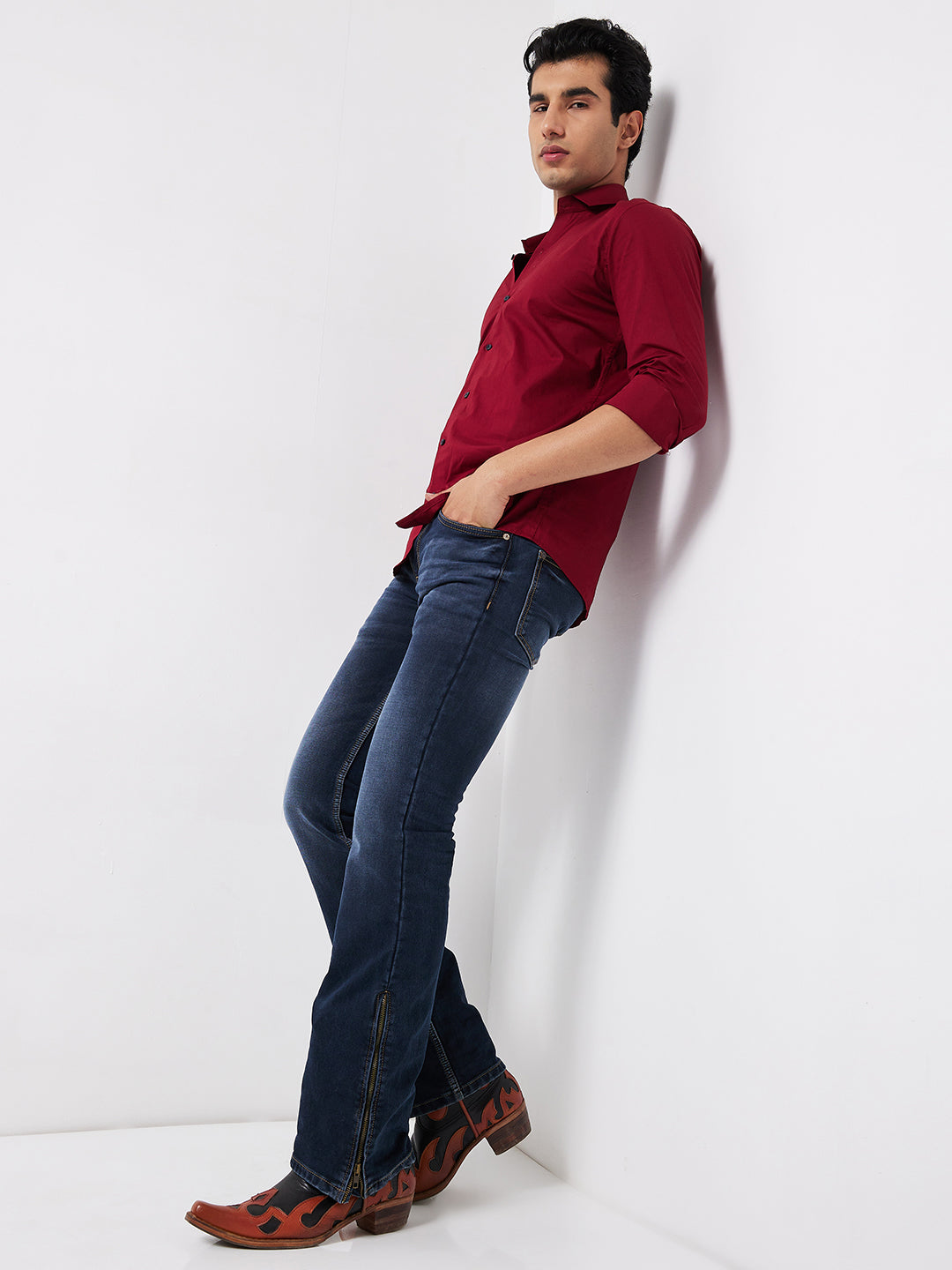 Midnight Indigo Bootcut Jeans with Zipper Bottom β Timeless Style with a Modern Touch