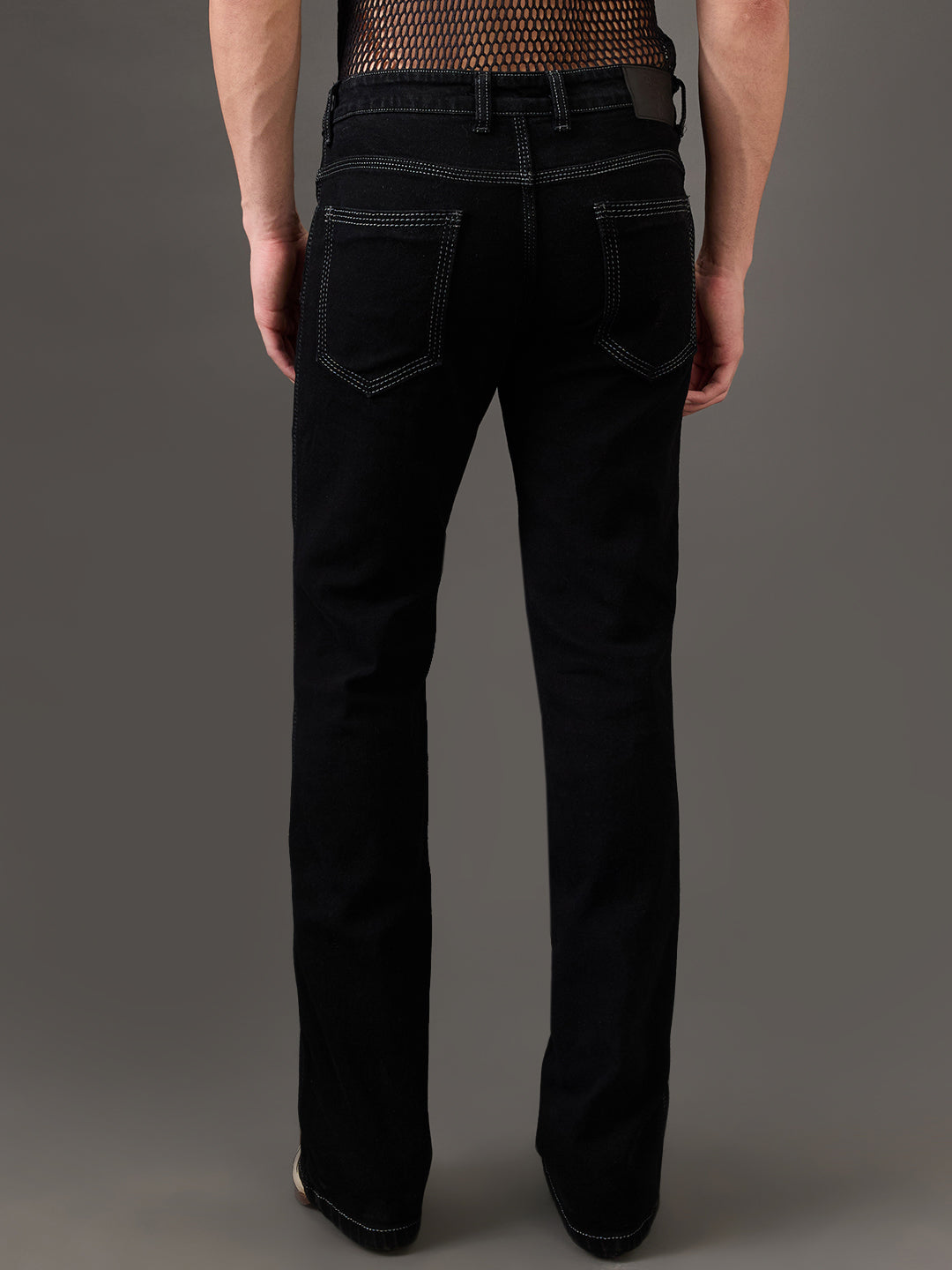 Jet Black Bootcut Jeans β Triple-Stitched Power with Grey Contrast Stitching