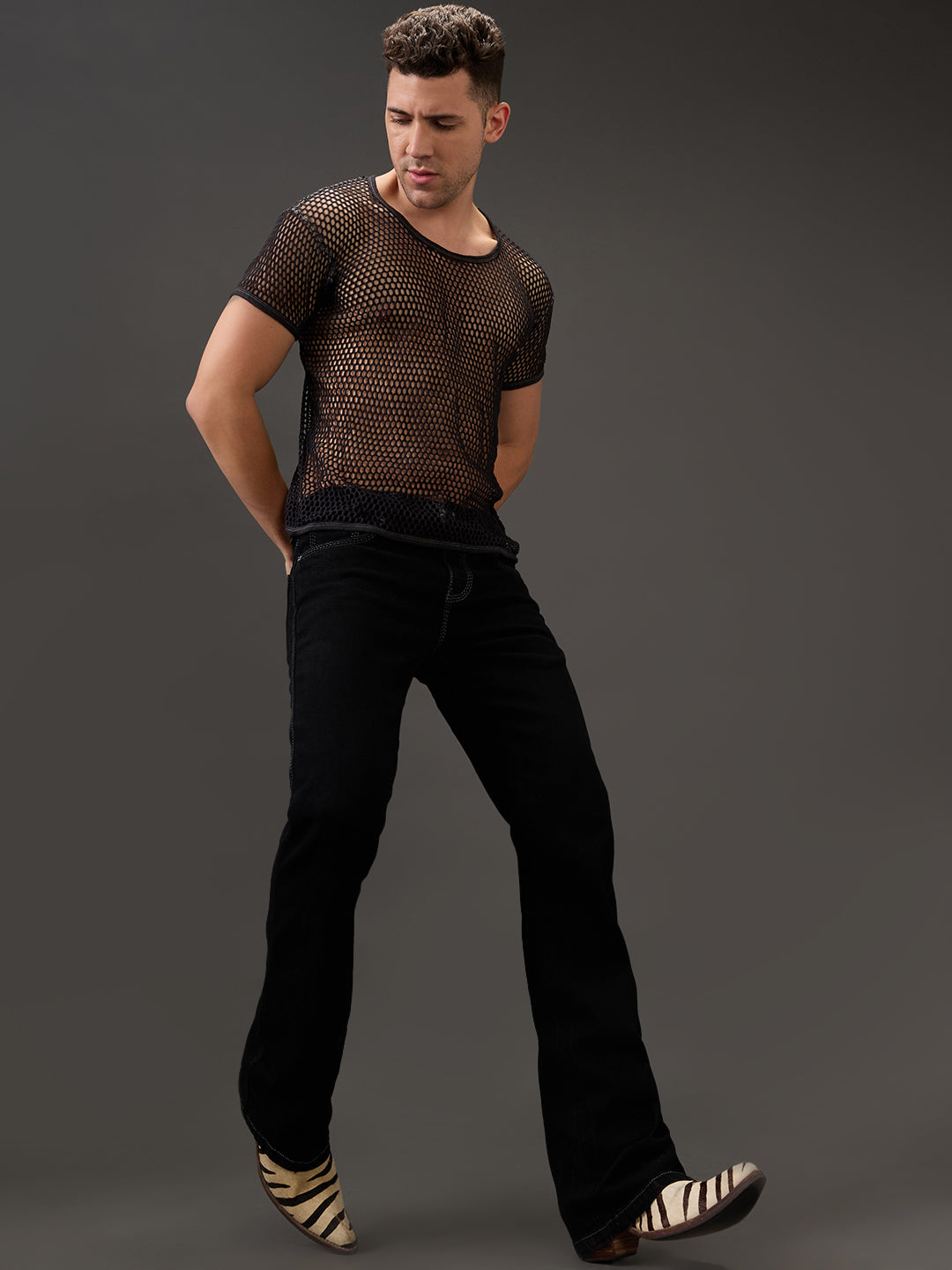 Jet Black Bootcut Jeans β Triple-Stitched Power with Grey Contrast Stitching