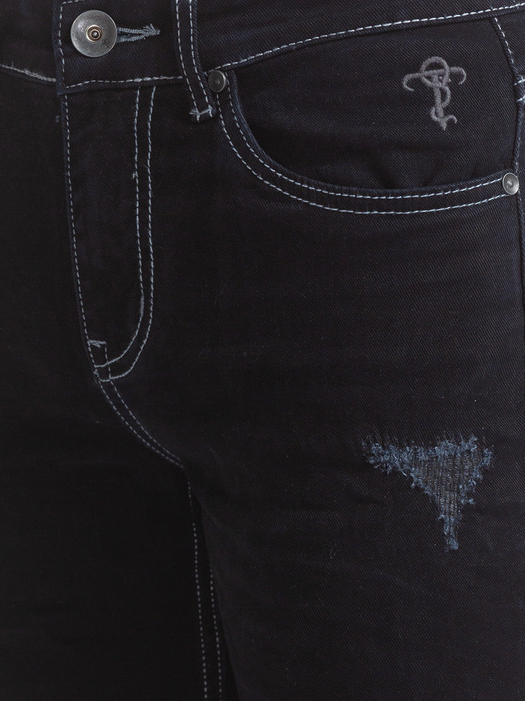 Black Distressed Bootcut Jeans for Men