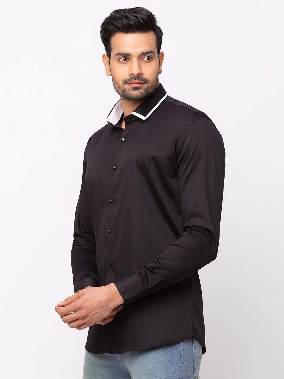 Black Double Collared Casual Shirt