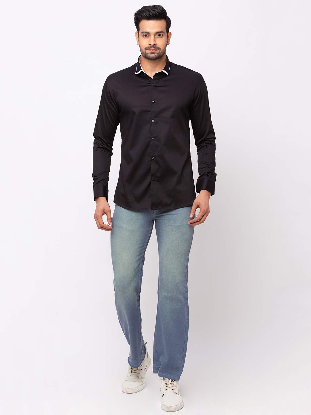 Black Double Collared Casual Shirt
