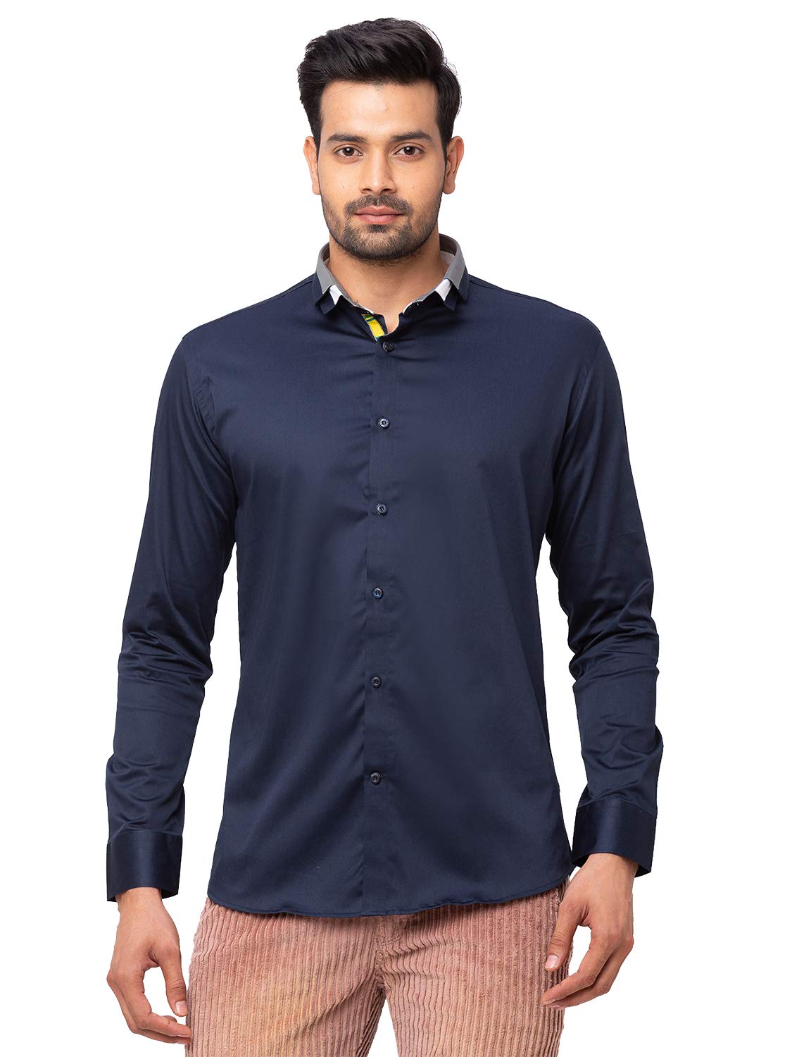 Navy Blue Twin Collar Casual Shirt