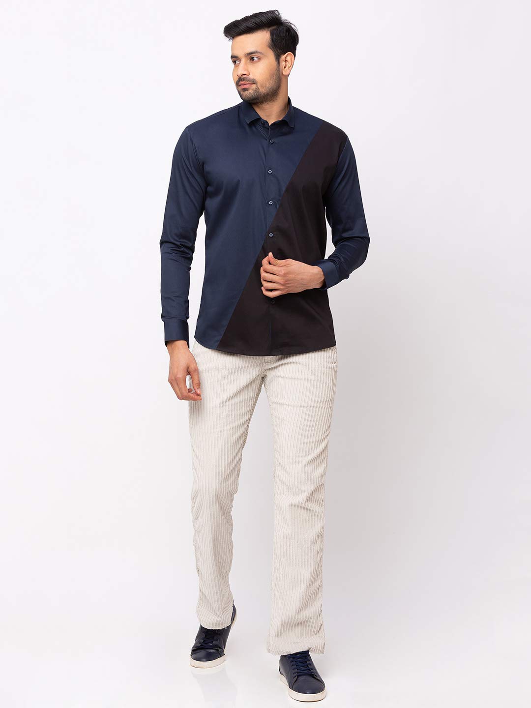 Navy Blue Diagonal Casual Shirt