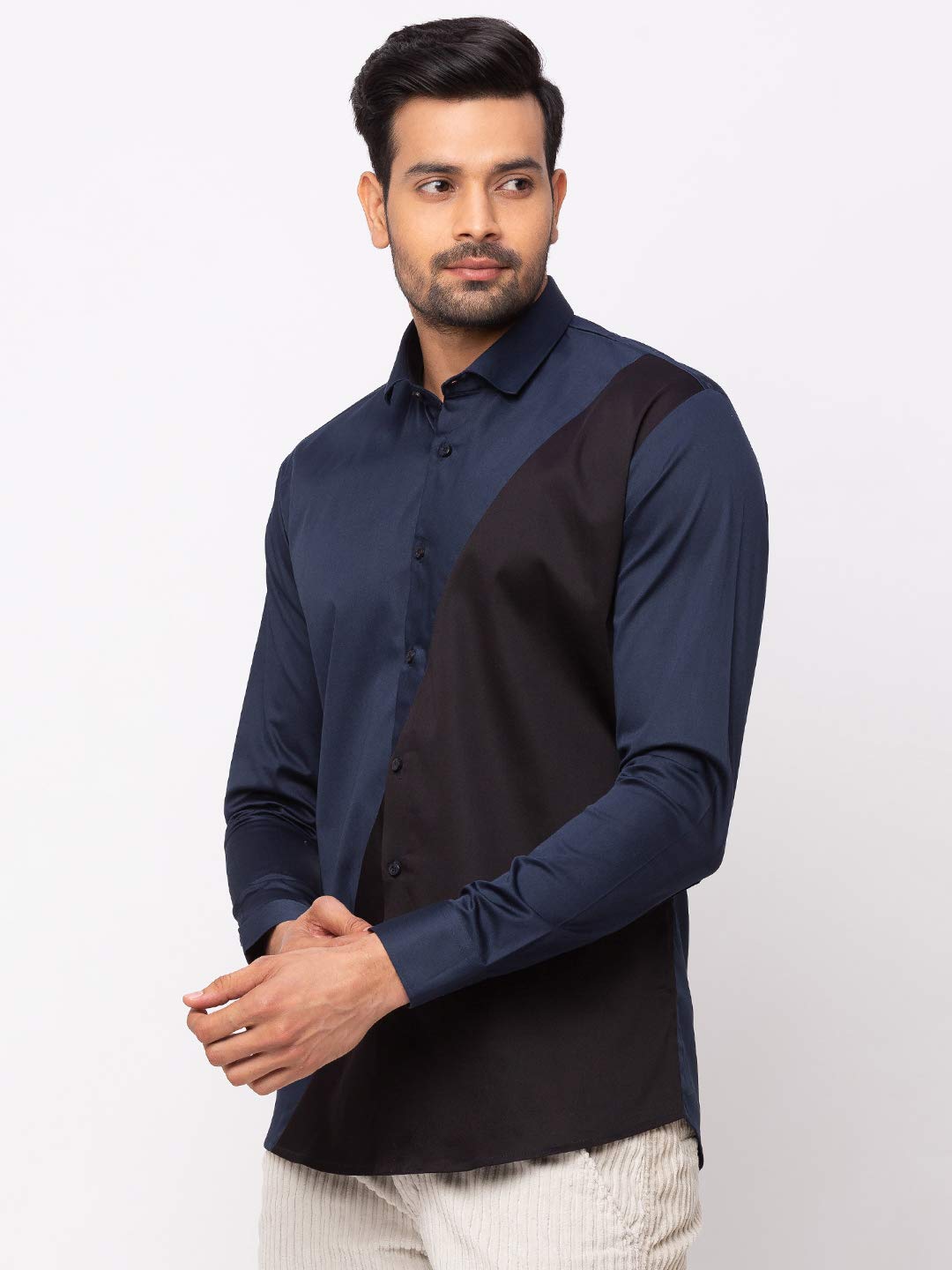 Navy Blue Diagonal Casual Shirt