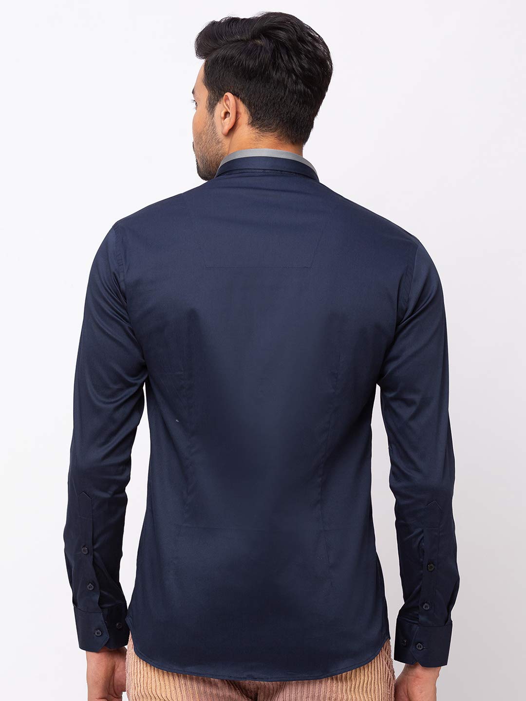 Navy Blue Twin Collar Casual Shirt