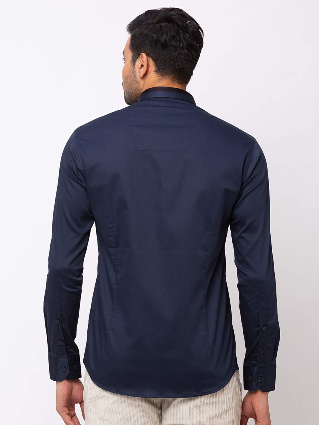 Navy Blue Half Collared Casual Shirt