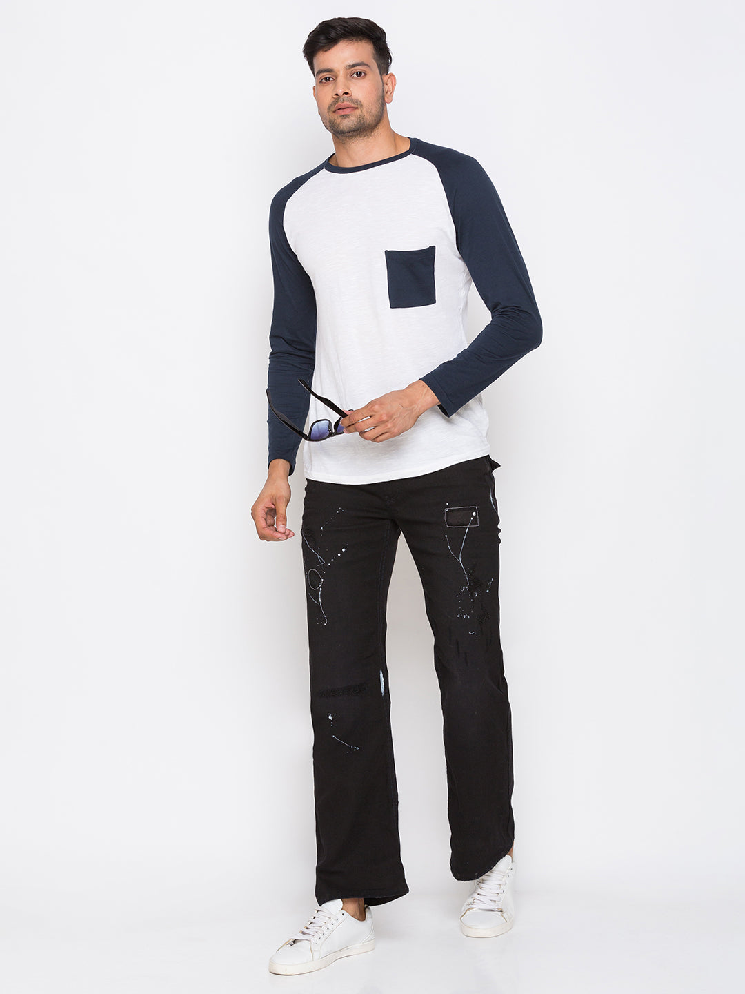 Black Saddle Stitch Bootcut Jeans
