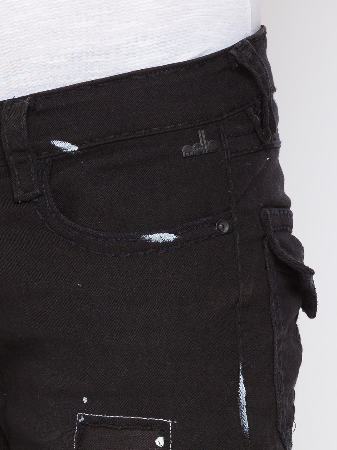 Black Saddle Stitch Bootcut Jeans