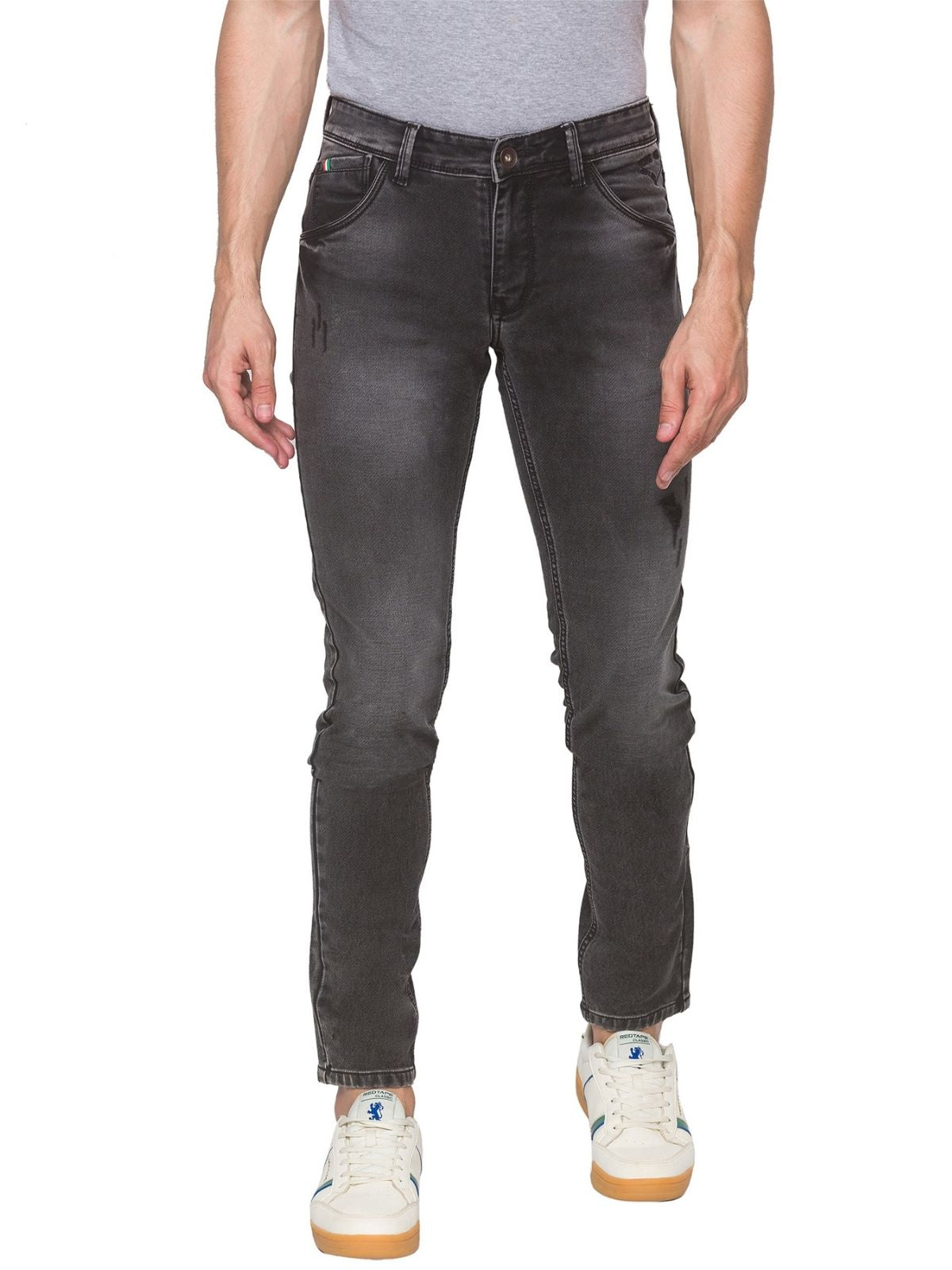 Buy mode de base Carbon Black Zipper Bottom Bootcut Jeans for Men