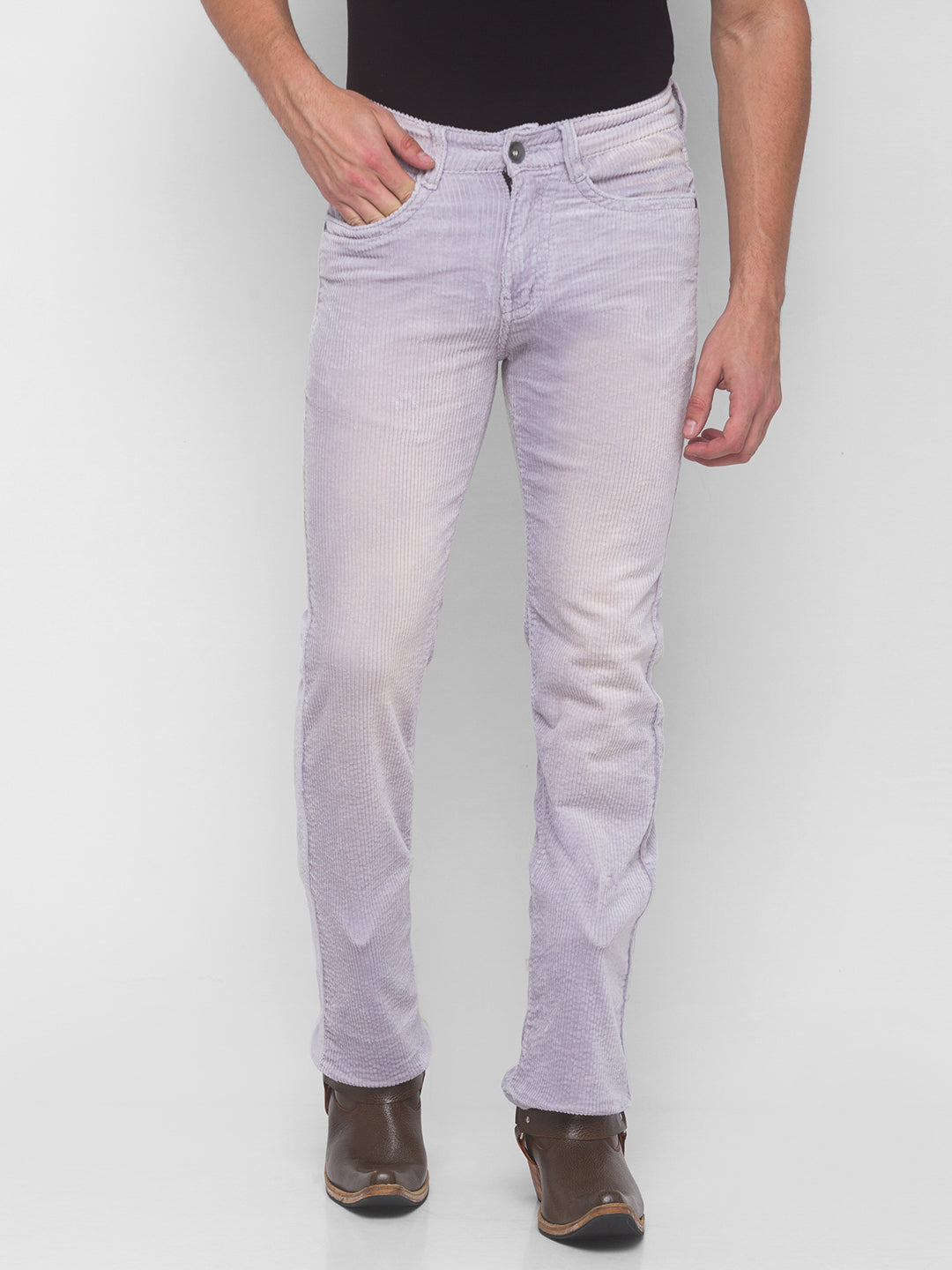 Ice Blue Bootcut Corduroy Trousers