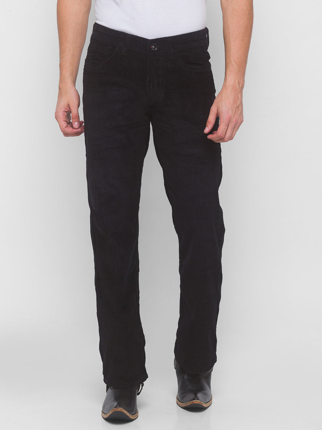 Jet Black Bootcut Corduroy Trousers