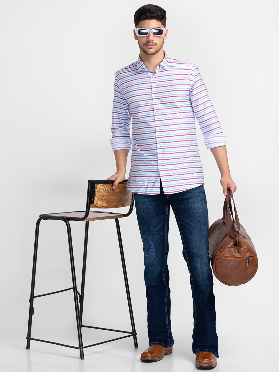 Dark Blue Bootcut Jeans with Zipper Bottoms