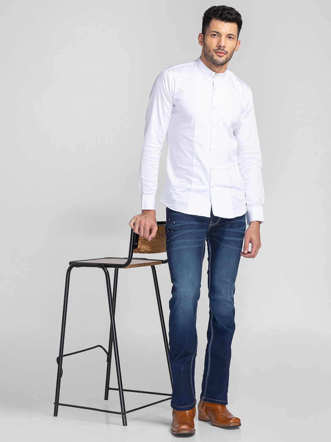 Dark Blue Clean Bootcut Jeans for Men