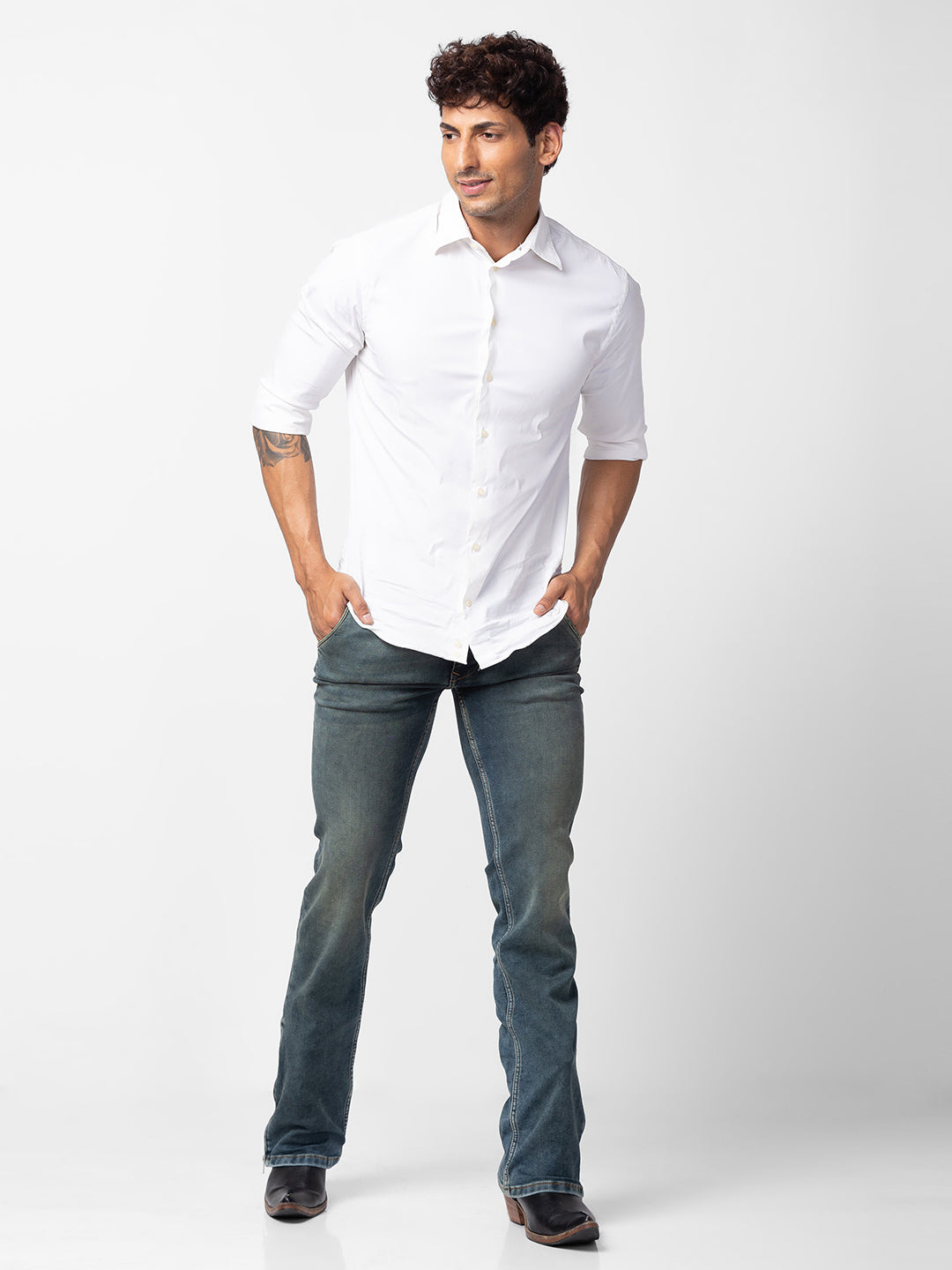 Vintage Khakhi Bootcut Jeans with Zipper Bottom