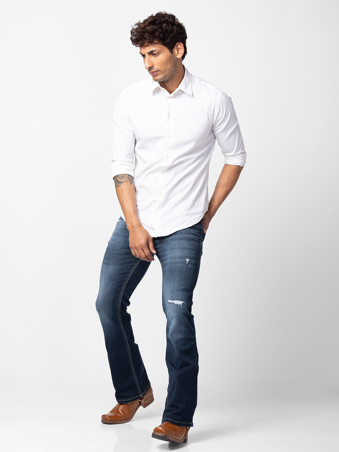 Indigo Grey Bootcut Jeans for Men