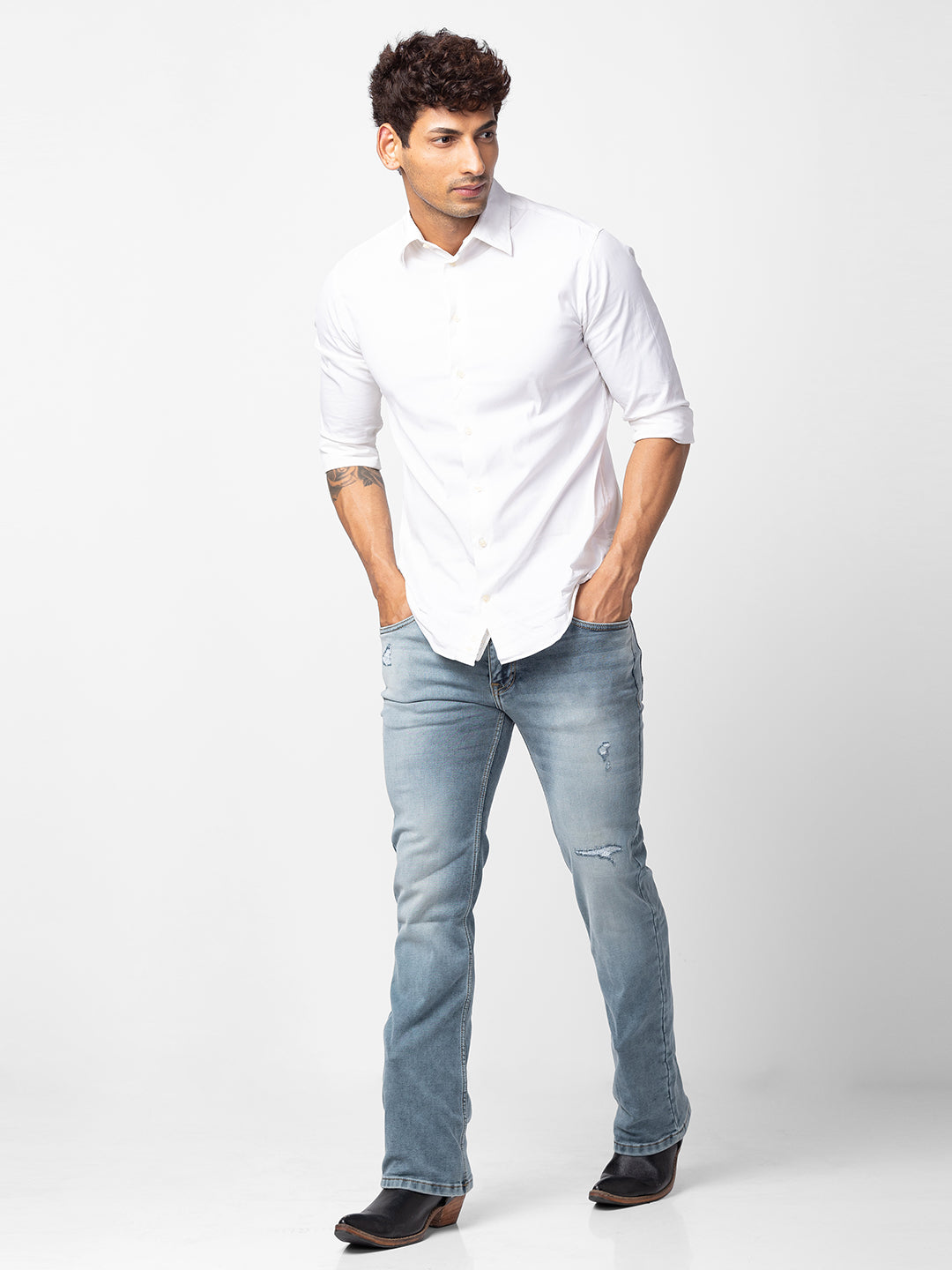 Medium Stone Bootcut Jeans for Men