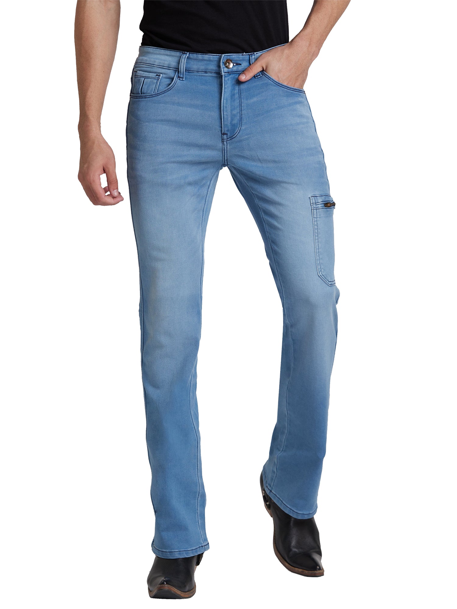 Light Blue Pocket Bootcut Jeans