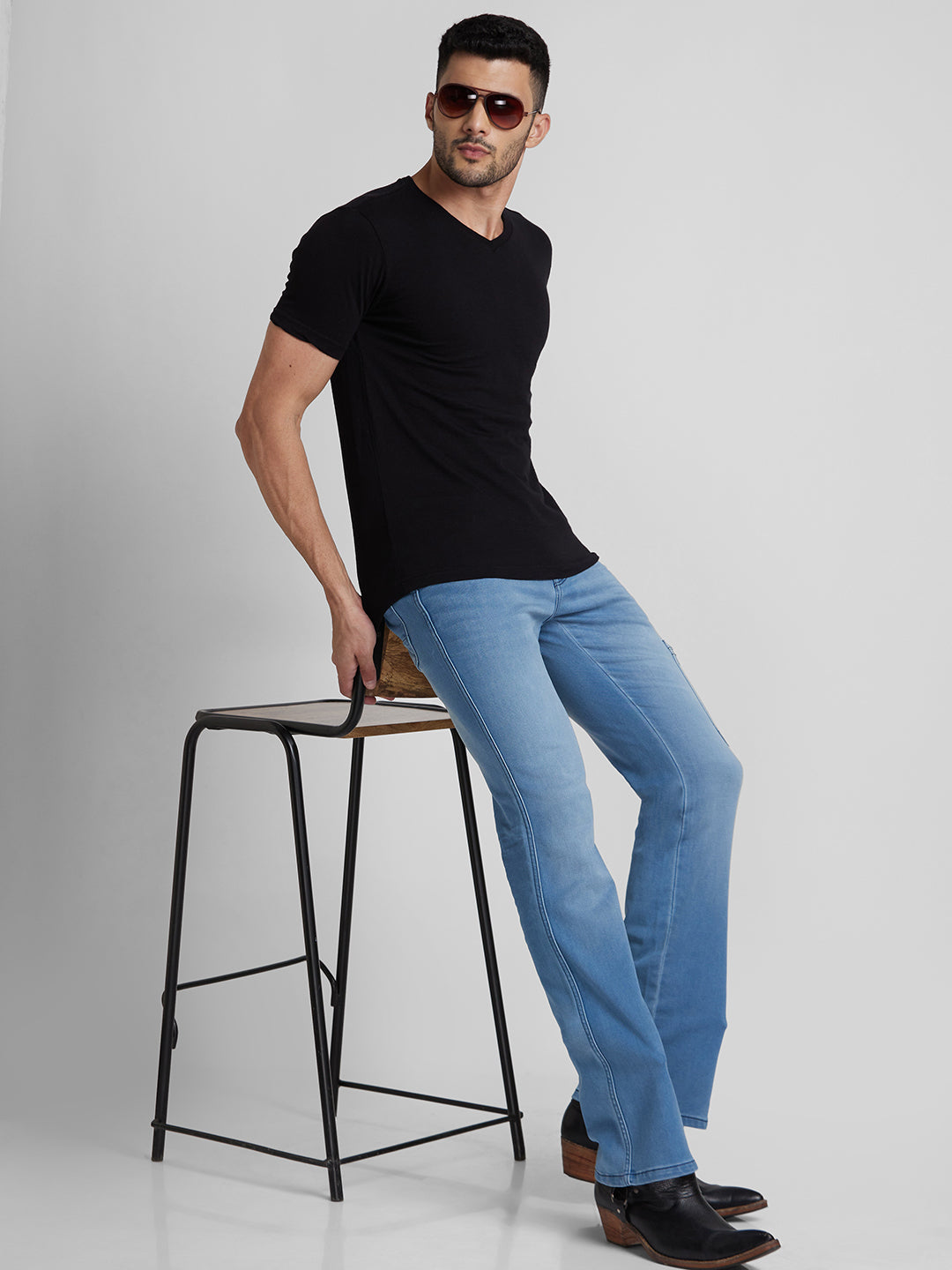 Light Blue 6 Pocket Bootcut Jeans